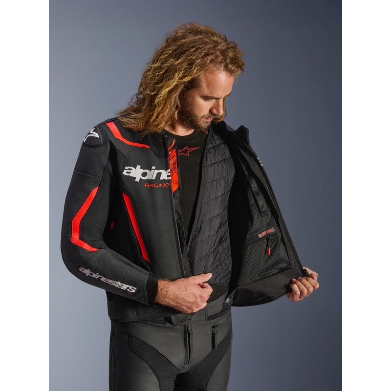 Alpinestars GP Force V2 kožna motociklistička jakna crno-fluo crveno-bijela