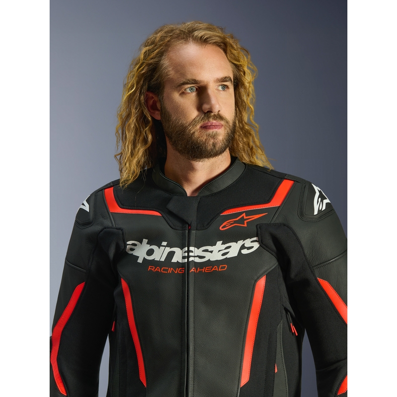 Alpinestars GP Force V2 kožna motociklistička jakna crno-fluo crveno-bijela