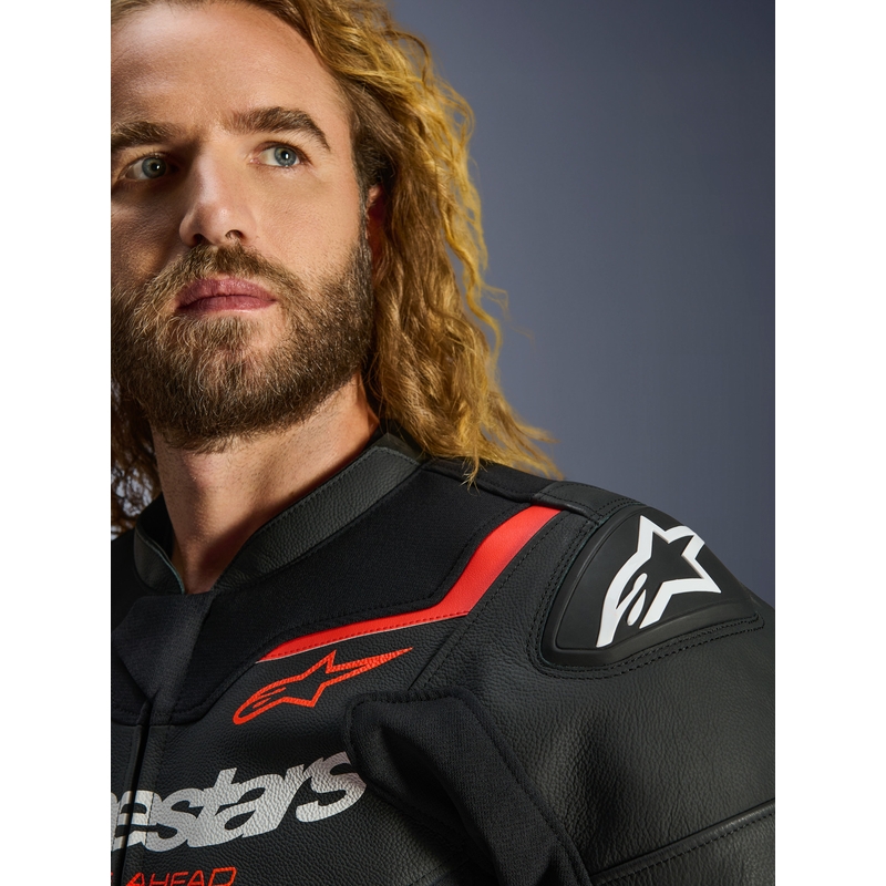 Alpinestars GP Force V2 kožna motociklistička jakna crno-fluo crveno-bijela
