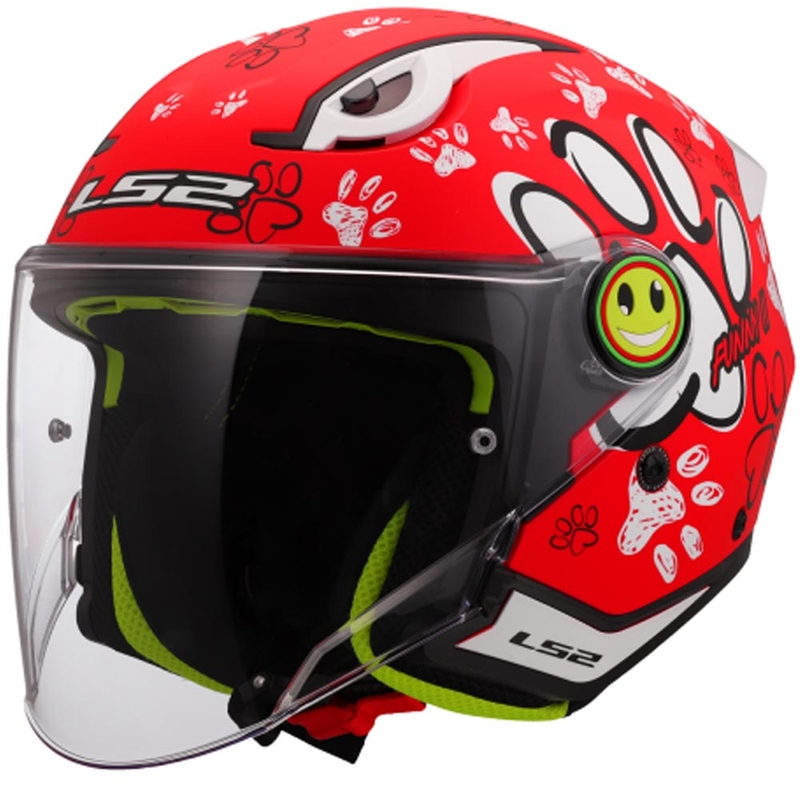 Dječja otvorena motociklistička kaciga LS2 OF622 Funny II Paws crvena