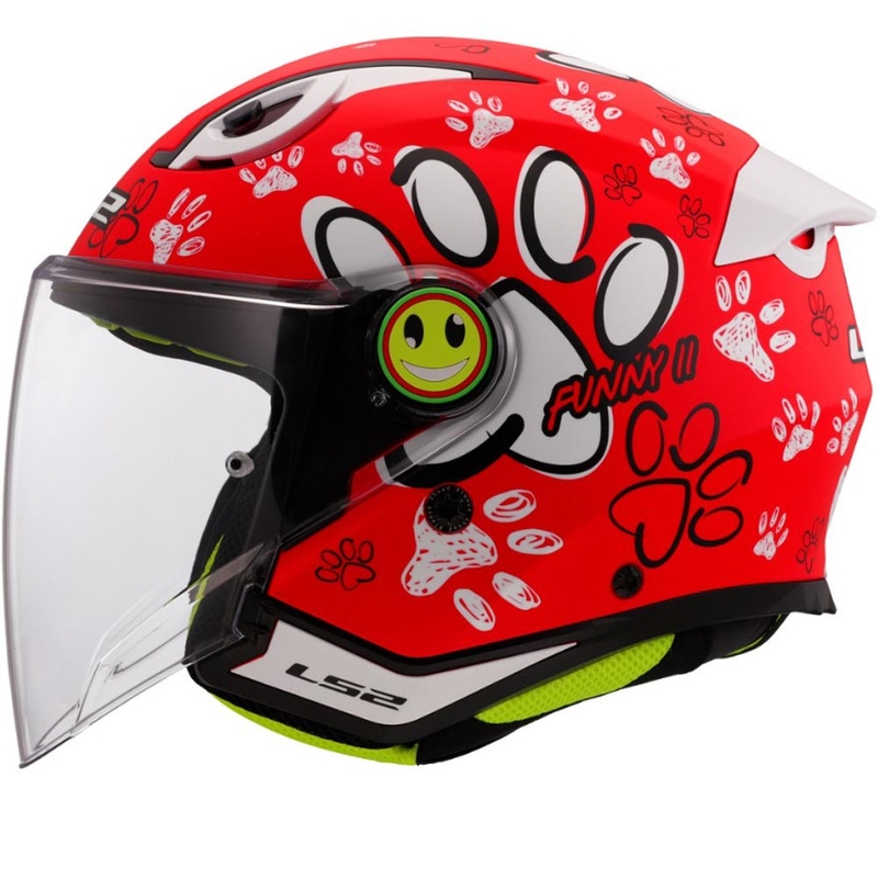 Dječja otvorena motociklistička kaciga LS2 OF622 Funny II Paws crvena
