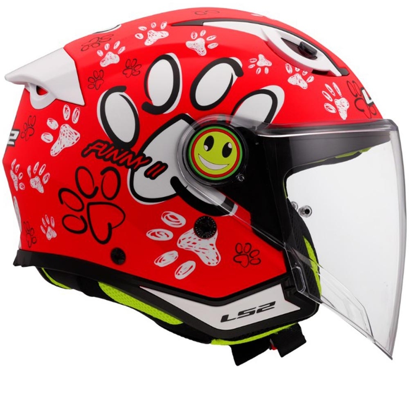 Dječja otvorena motociklistička kaciga LS2 OF622 Funny II Paws crvena