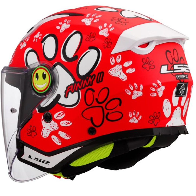 Dječja otvorena motociklistička kaciga LS2 OF622 Funny II Paws crvena