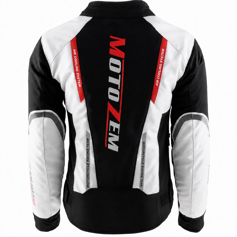 Ženska motociklistička jakna Motozem Team 2 crno-bijela