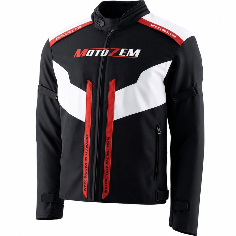 Motozem Team 2 motociklistička jakna crno-bijela