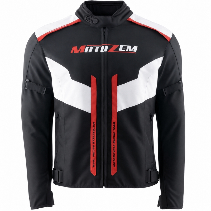 Motozem Team 2 motociklistička jakna crno-bijela