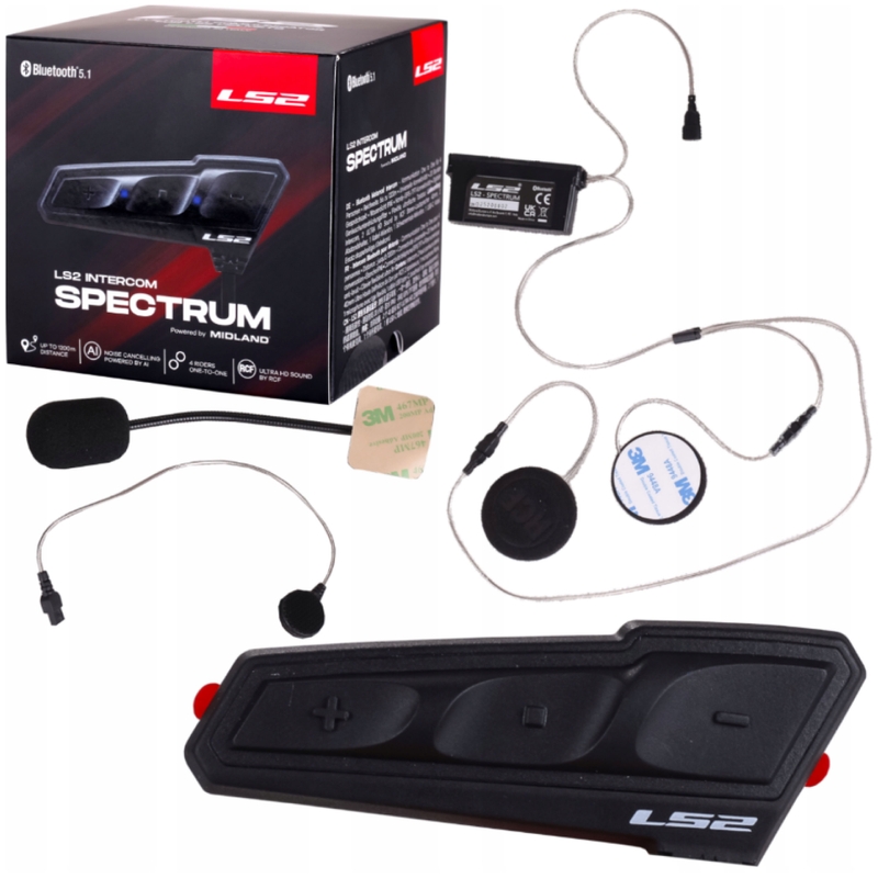 Bluetooth interfon za motocikle LS2 Spectrum crne boje