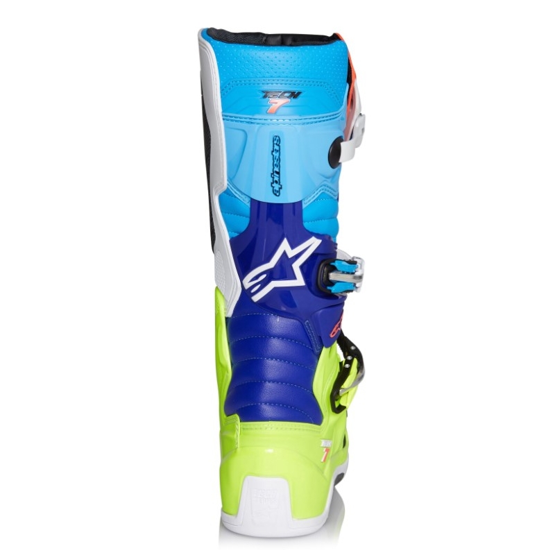 Alpinestars Tech 7 motorističke čizme žuto-bijelo-plavo-crveno-crno
