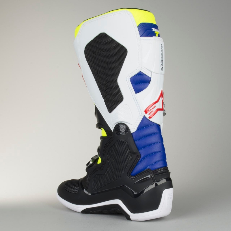 Alpinestars Tech 7 motorističke čizme bijelo-crno-plavo-crveno-fluo žuto