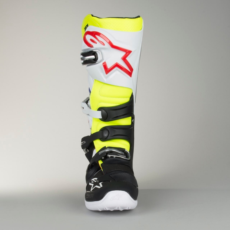 Alpinestars Tech 7 motorističke čizme bijelo-crno-plavo-crveno-fluo žuto
