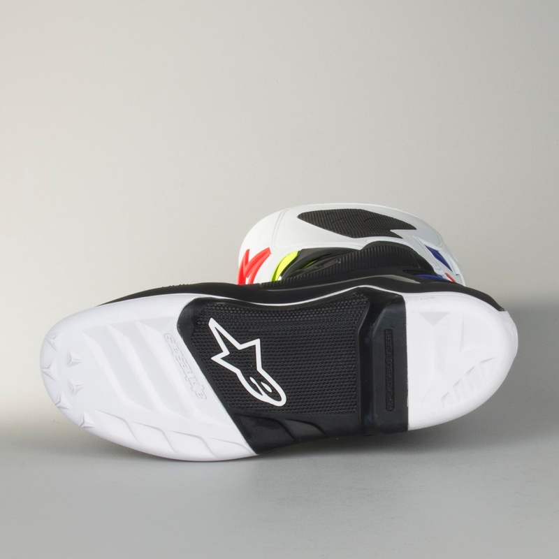 Alpinestars Tech 7 motorističke čizme bijelo-crno-plavo-crveno-fluo žuto