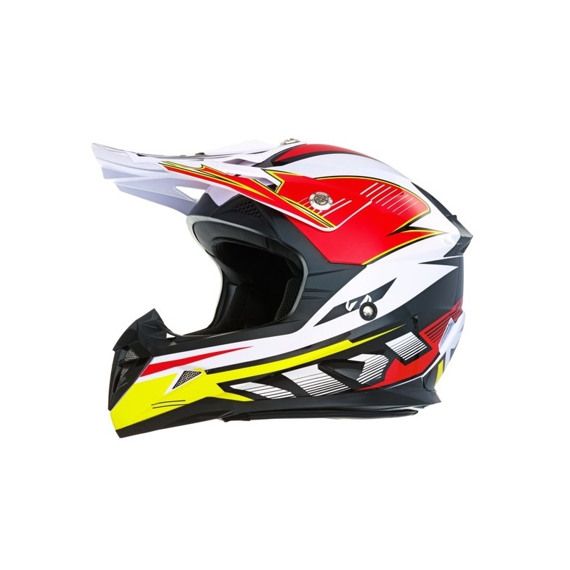 Dječja kaciga za motocross ZED X1.9D bijelo-crno-crveno-žuta