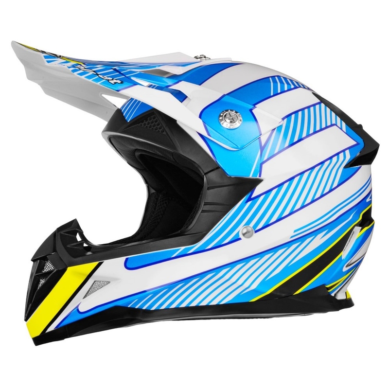 Kaciga za motocross ZED X1.9D bijela-plava-žuta-crna rasprodaja