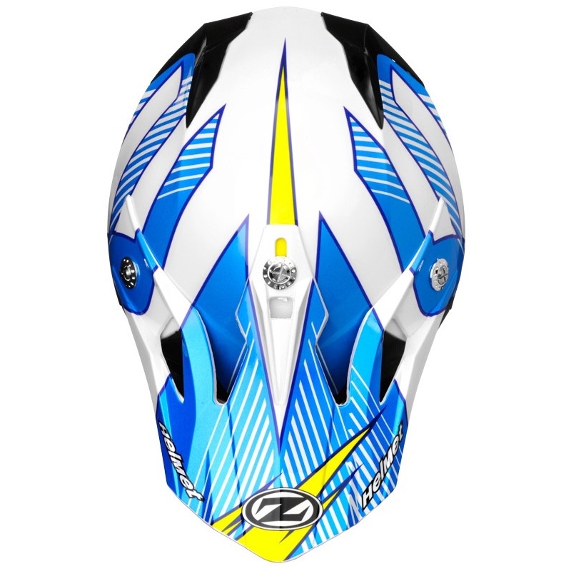Kaciga za motocross ZED X1.9D bijela-plava-žuta-crna rasprodaja