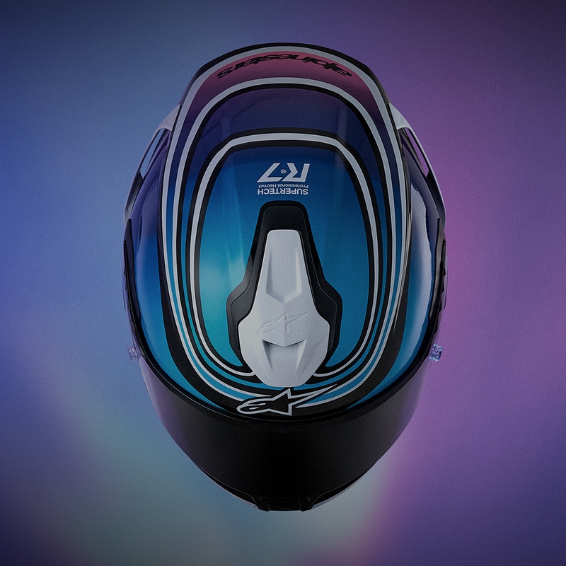 Alpinestars S-R7 Zeal kaciga za motocikle s punim licem crno-plavo-fluo ružičasto-bijela