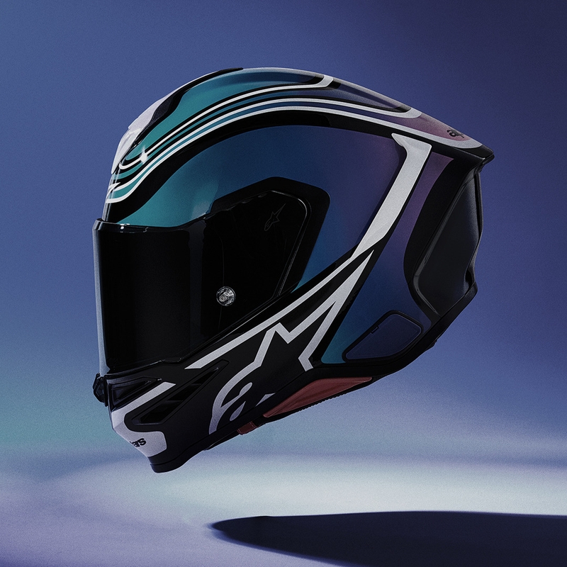 Alpinestars S-R7 Zeal kaciga za motocikle s punim licem crno-plavo-fluo ružičasto-bijela