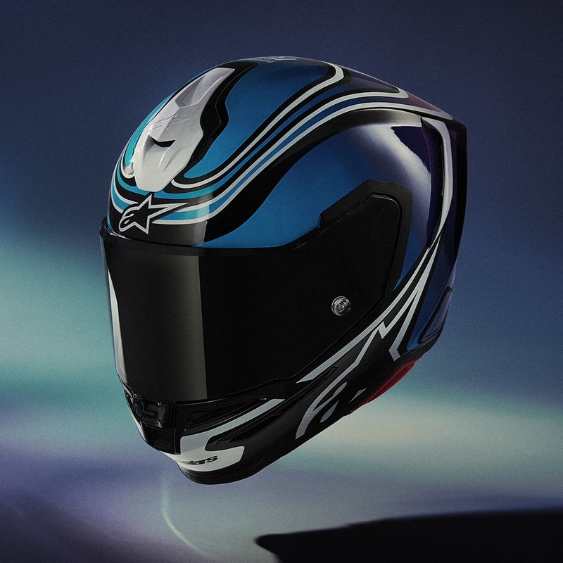 Alpinestars S-R7 Zeal kaciga za motocikle s punim licem crno-plavo-fluo ružičasto-bijela