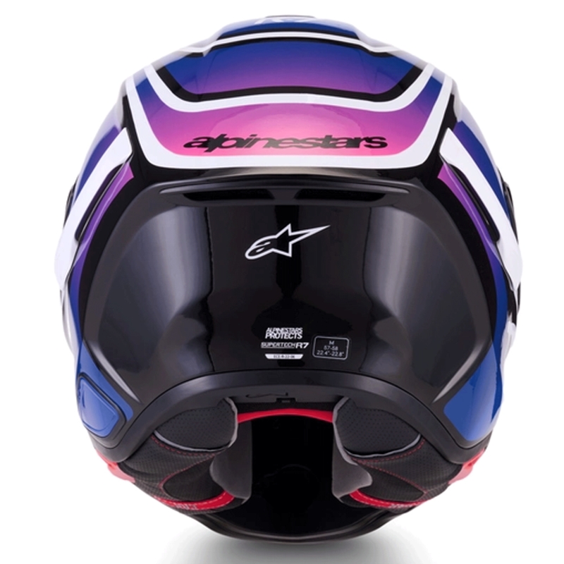 Alpinestars S-R7 Zeal kaciga za motocikle s punim licem crno-plavo-fluo ružičasto-bijela