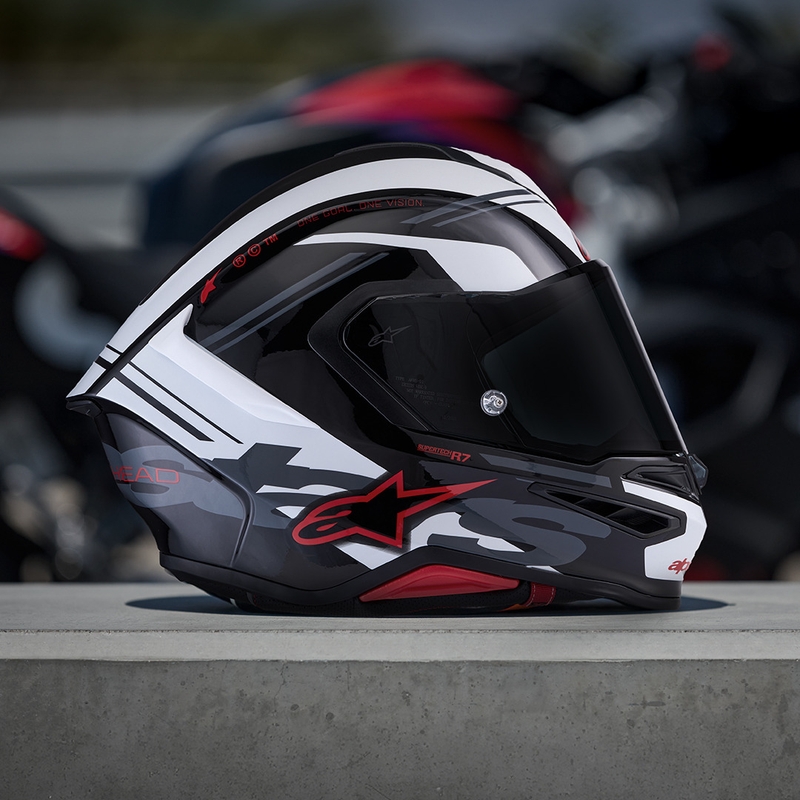 Alpinestars S-R7 A-Core full face motociklistička kaciga crno-bijelo-crvena