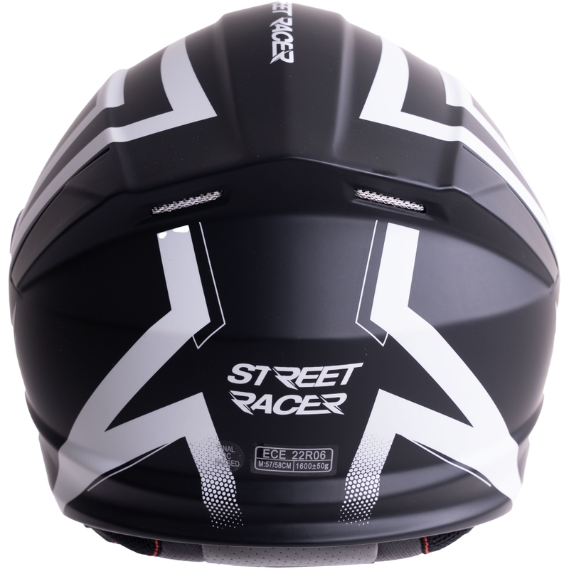 Preklopna motociklistička kaciga Street Racer Fury mat crno-bijela - uzorak