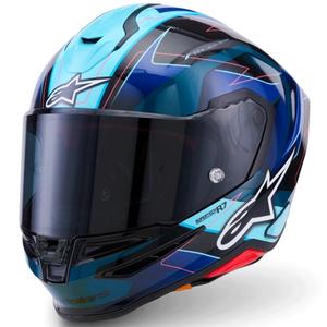 Alpinestars S-R7 Kinetis kaciga za motocikle s punim licem crno-plavo-fluo ružičasto-bijela