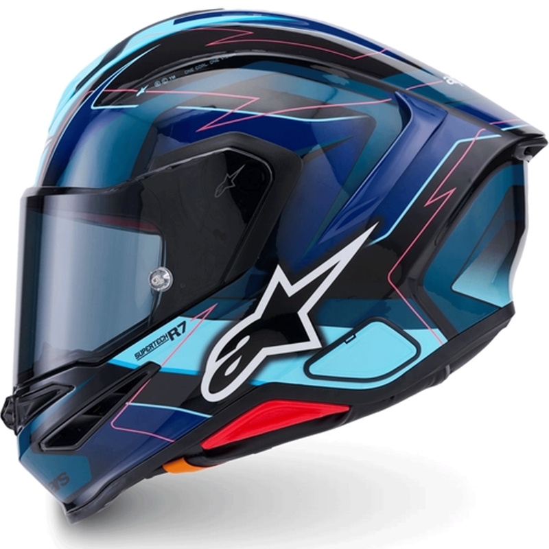 Alpinestars S-R7 Kinetis kaciga za motocikle s punim licem crno-plavo-fluo ružičasto-bijela