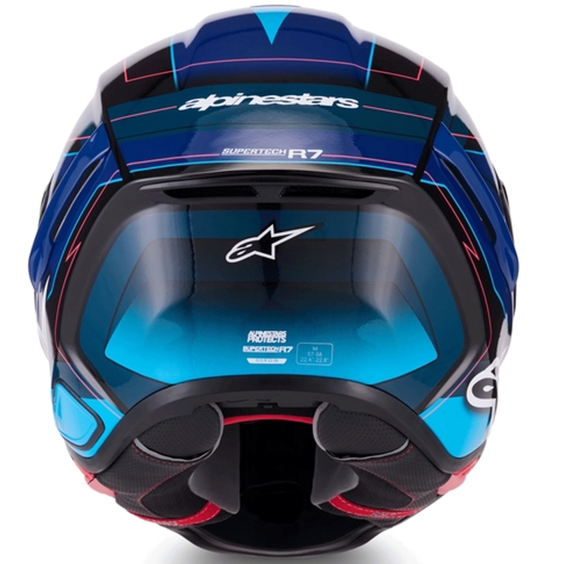 Alpinestars S-R7 Kinetis kaciga za motocikle s punim licem crno-plavo-fluo ružičasto-bijela