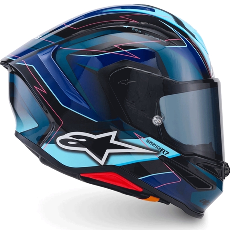 Alpinestars S-R7 Kinetis kaciga za motocikle s punim licem crno-plavo-fluo ružičasto-bijela