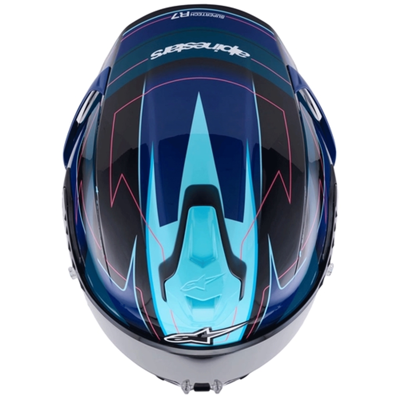 Alpinestars S-R7 Kinetis kaciga za motocikle s punim licem crno-plavo-fluo ružičasto-bijela