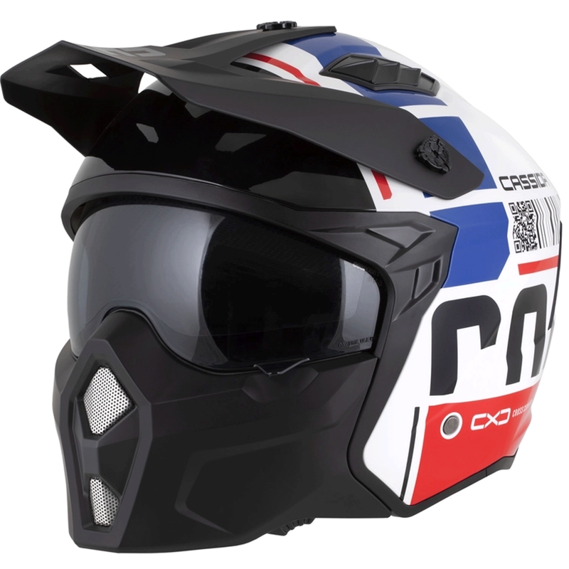 Modularna motociklistička kaciga Cassida Cross Country Code bijelo-crveno-plavo-crna