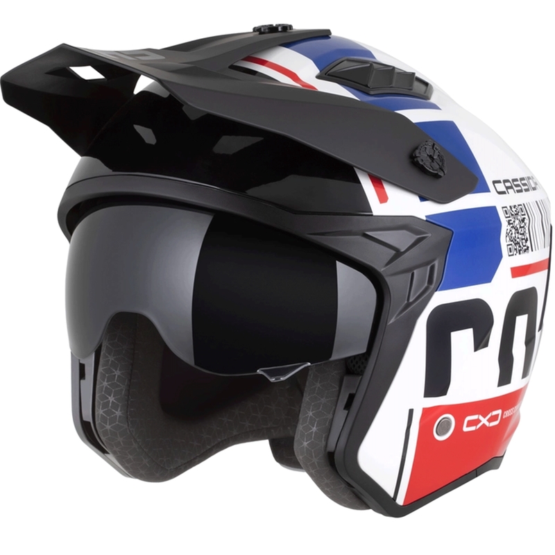 Modularna motociklistička kaciga Cassida Cross Country Code bijelo-crveno-plavo-crna
