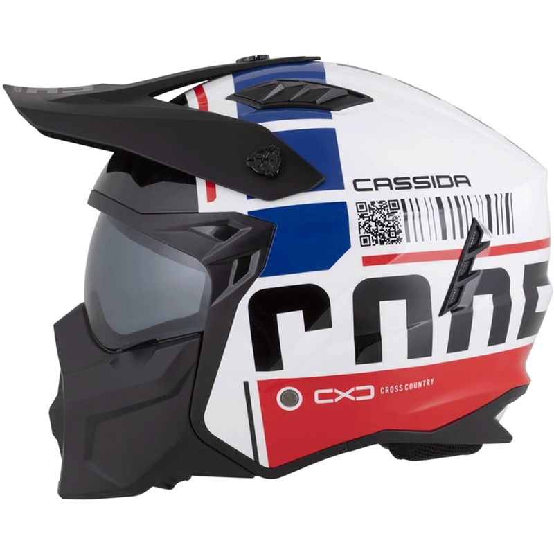 Modularna motociklistička kaciga Cassida Cross Country Code bijelo-crveno-plavo-crna
