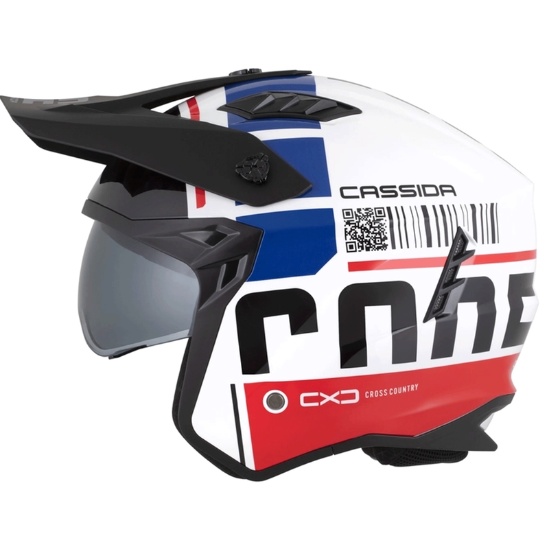 Modularna motociklistička kaciga Cassida Cross Country Code bijelo-crveno-plavo-crna