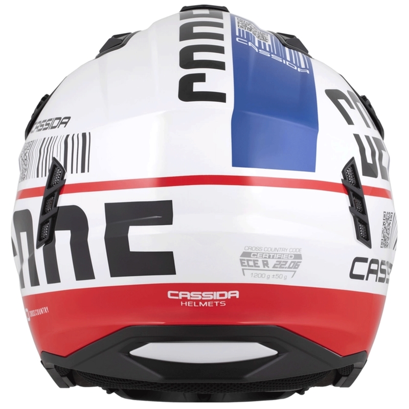 Modularna motociklistička kaciga Cassida Cross Country Code bijelo-crveno-plavo-crna
