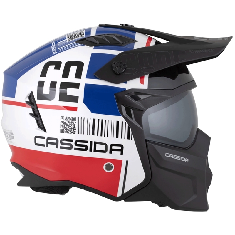 Modularna motociklistička kaciga Cassida Cross Country Code bijelo-crveno-plavo-crna