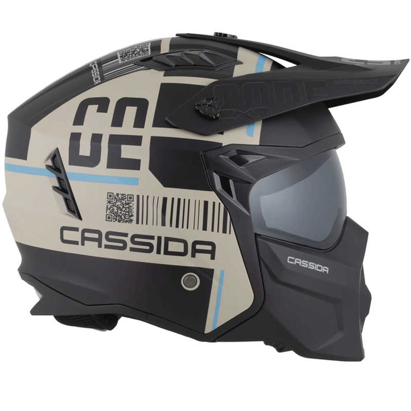 Modularna motociklistička kaciga Cross Country Code mat pijesak-crna-svijetloplava