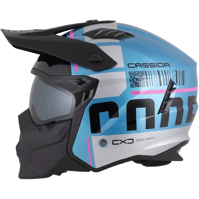 Modularna motociklistička kaciga Cassida Cross Country Code biserno plavo-srebrno-ružičasto-crna