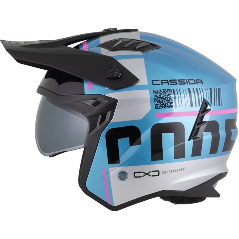 Modularna motociklistička kaciga Cassida Cross Country Code biserno plavo-srebrno-ružičasto-crna
