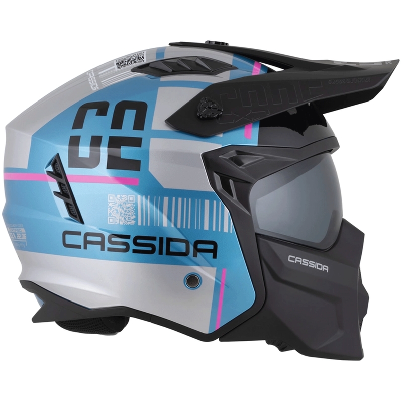 Modularna motociklistička kaciga Cassida Cross Country Code biserno plavo-srebrno-ružičasto-crna