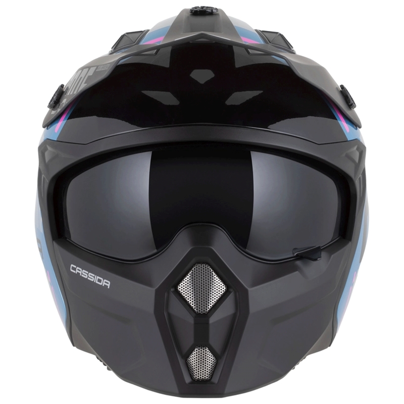 Modularna motociklistička kaciga Cassida Cross Country Code biserno plavo-srebrno-ružičasto-crna