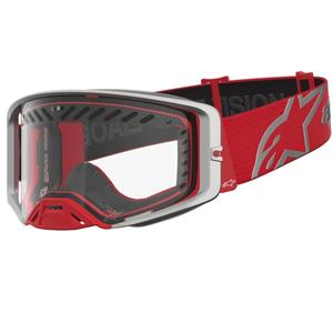 Alpinestars Supertech Dura Air Fluid motokros naočale crveno-srebrne s prozirnim pleksiglasom