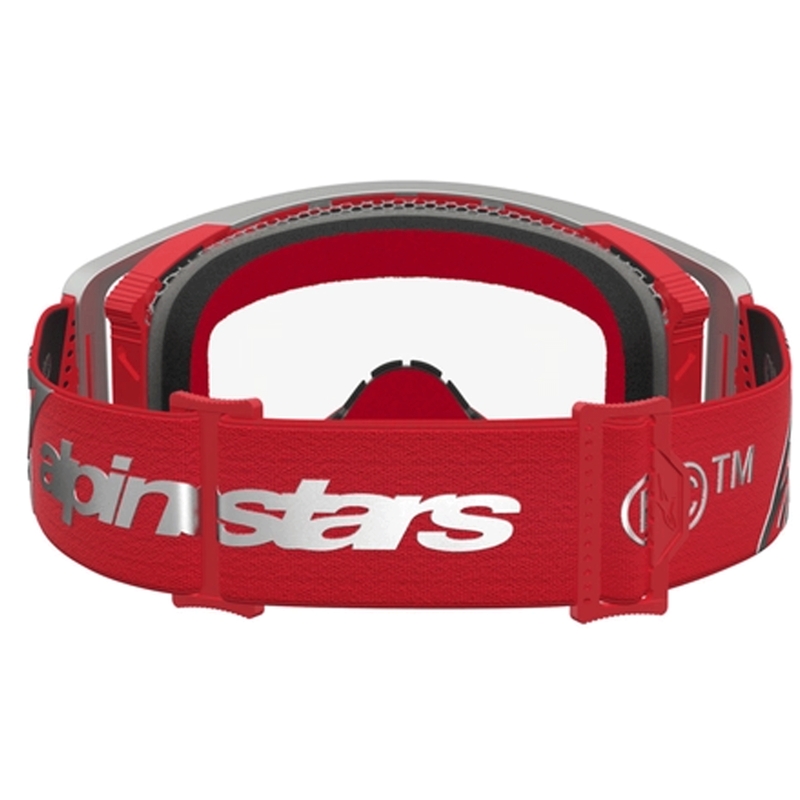 Alpinestars Supertech Dura Air Fluid motokros naočale crveno-srebrne s prozirnim pleksiglasom