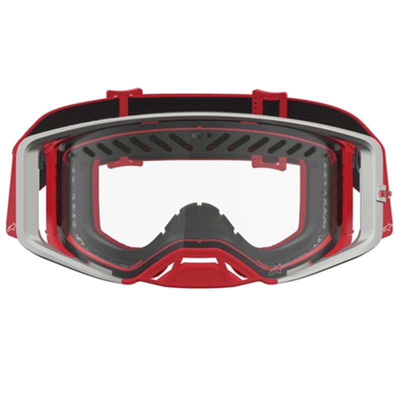 Alpinestars Supertech Dura Air Fluid motokros naočale crveno-srebrne s prozirnim pleksiglasom
