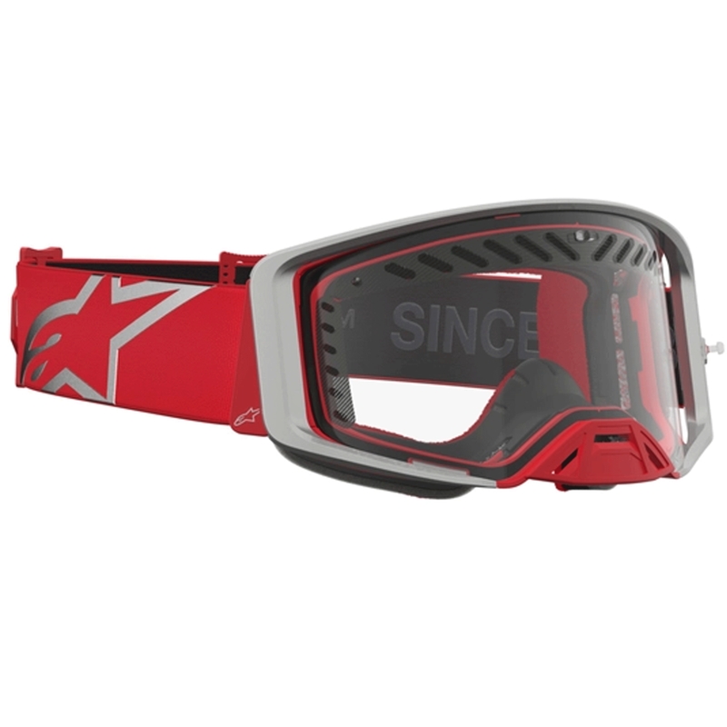 Alpinestars Supertech Dura Air Fluid motokros naočale crveno-srebrne s prozirnim pleksiglasom