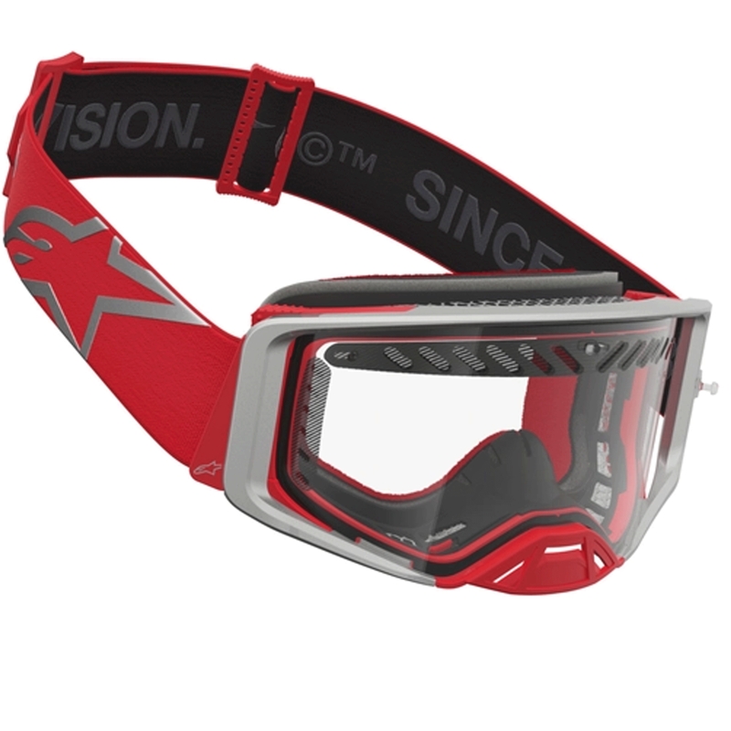 Alpinestars Supertech Dura Air Fluid motokros naočale crveno-srebrne s prozirnim pleksiglasom