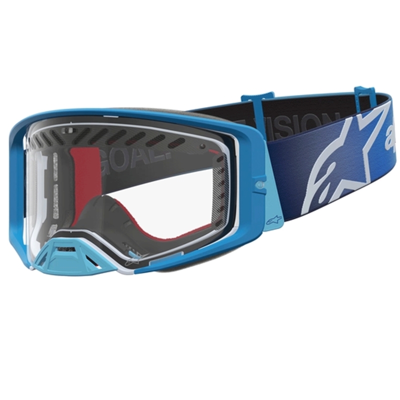 Alpinestars Supertech Dura Air Fluid plavo-srebrne motokros naočale s prozirnim pleksiglasom