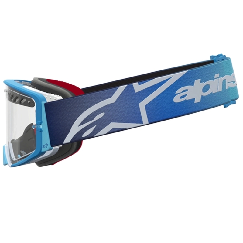 Alpinestars Supertech Dura Air Fluid plavo-srebrne motokros naočale s prozirnim pleksiglasom