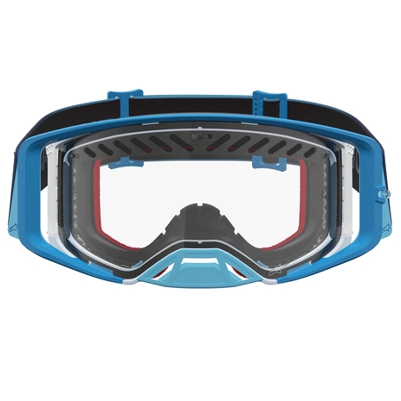 Alpinestars Supertech Dura Air Fluid plavo-srebrne motokros naočale s prozirnim pleksiglasom