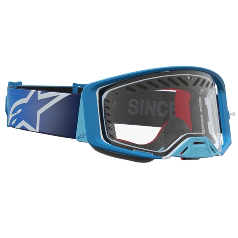 Alpinestars Supertech Dura Air Fluid plavo-srebrne motokros naočale s prozirnim pleksiglasom