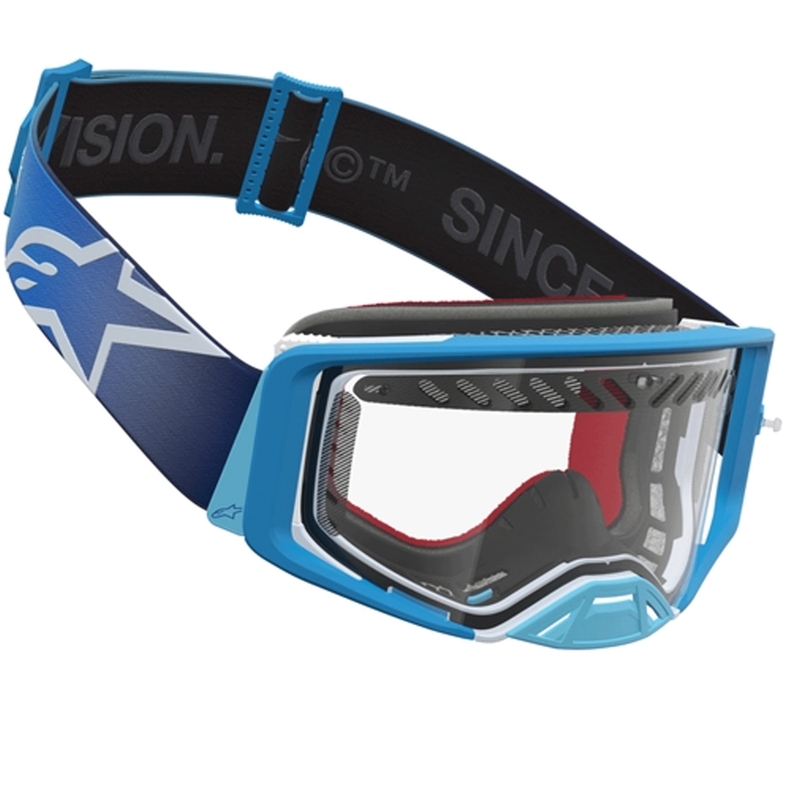 Alpinestars Supertech Dura Air Fluid plavo-srebrne motokros naočale s prozirnim pleksiglasom